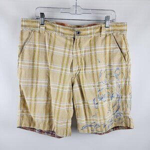 Robert Graham Shorts Mens 36x9 Multi Yellow Check Embroidered Plaid Short